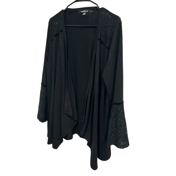 August Silk Black Lace Whimsygoth Bell Sleeve Open Cardigan Size Large - Picture 3 of 9